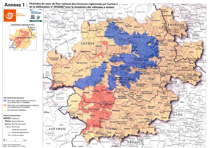 parc des cevennes carte de france